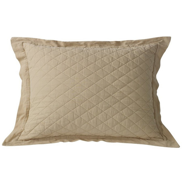 FB6100PS-SS-KH Diamond Pattern Linen Quilted Standard Sham - Khaki by HiEnd Accents
