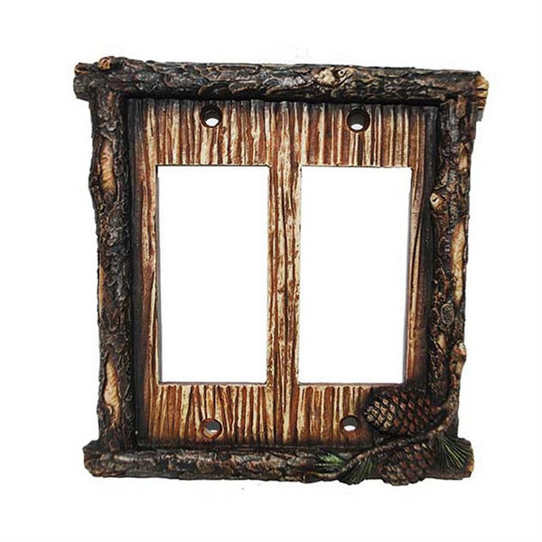 LD8202-DR-OC Pine Cone Switchplate - Double Rocker - Pack of 4 by HiEnd Accents