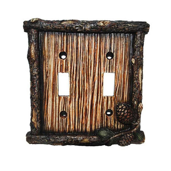 LD8202-DS-OC Pine Cone Switchplate - Double Switch - Pack of 4 by HiEnd Accents