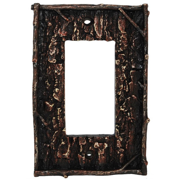 LD8204-SR-OC Pine Bark Switchplate - Single Rocker - Pack of 4 by HiEnd Accents