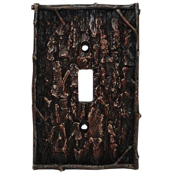 LD8204-SS-OC Pine Bark Switchplate - Single Switch - Pack of 4 by HiEnd Accents