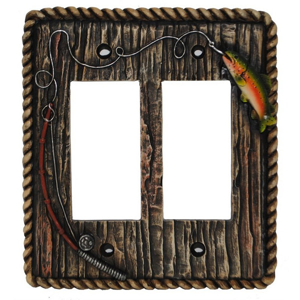 LD8205-DR-OC Rainbow Trout Switchplate - Double Rocker - Pack of 4 by HiEnd Accents