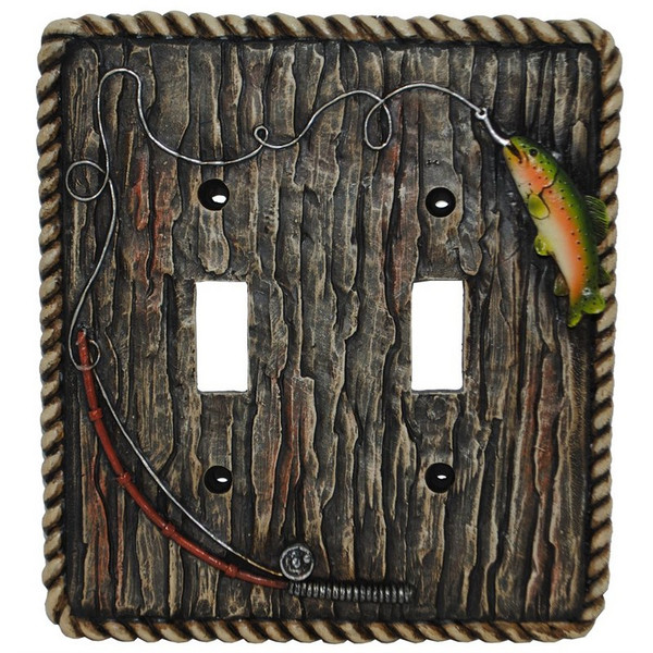 LD8205-DS-OC Rainbow Trout Switchplate - Double Switch - Pack of 4 by HiEnd Accents