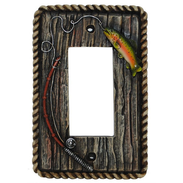 LD8205-SR-OC Rainbow Trout Switchplate - Single Rocker - Pack of 4 by HiEnd Accents