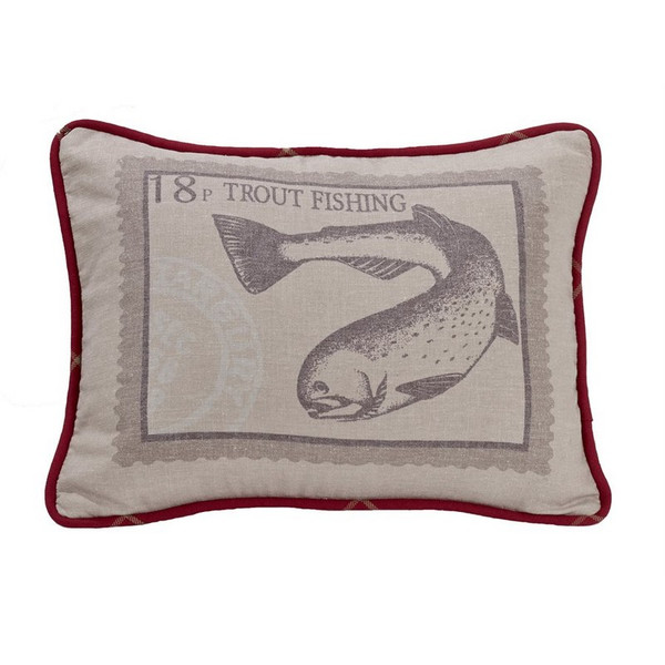LG1819P3 South Haven Trout Pillow - Cream/Red by HiEnd Accents