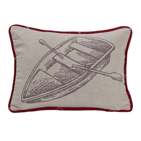 LG1819P4 South Haven Rowboat Pillow - Cream/Red by HiEnd Accents