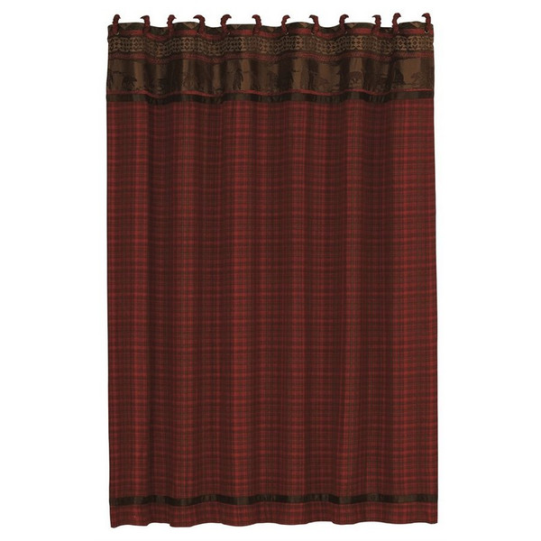 LG1845SC Cascade Lodge Shower Curtain - Red/Brown by HiEnd Accents