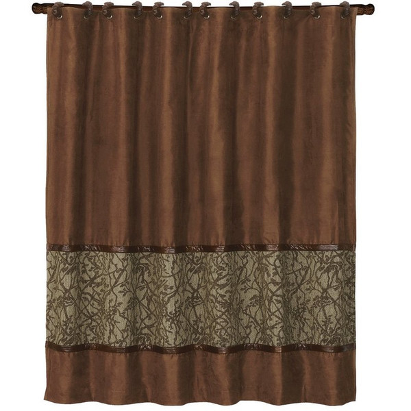 LG1860SC Highland Lodge Shower Curtain - Olive/Brown by HiEnd Accents
