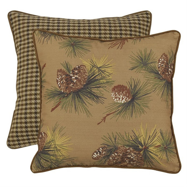 LG1880E2 Crestwood Pinecone Euro Sham - Tan/Green by HiEnd Accents