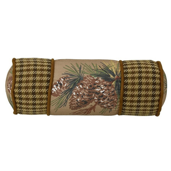LG1880P7 Crestwood Pinecone Neck Roll - Tan/Green by HiEnd Accents