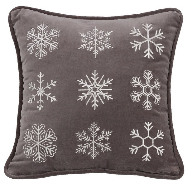 LG1895P1 Whistler Snowflake Pillow - Gray/White by HiEnd Accents