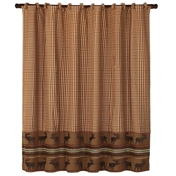 LG1905SC-OS-MO Bayfield Moose Shower Curtain - Brown Multi by HiEnd Accents