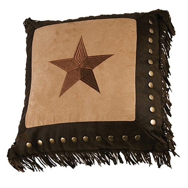 PL3111 Luxury Star Square Pillow - Brown/Tan by HiEnd Accents