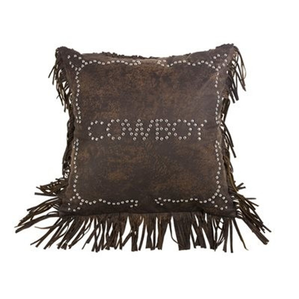 PL3121 Calhoun Cowboy Studded Pillow - Brown by HiEnd Accents