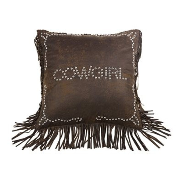 PL3122 Calhoun Cowgirl Studded Pillow - Brown by HiEnd Accents