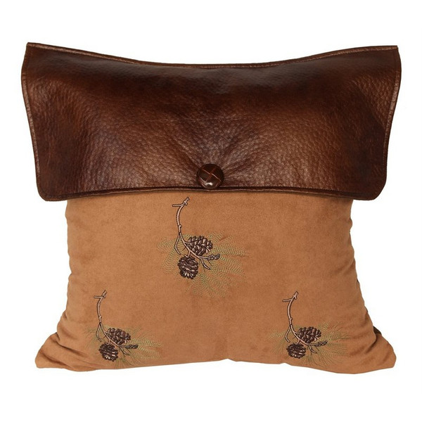 PL5102-OS-PC Lodge Pine Cone Pillow - Tan/Brown by HiEnd Accents