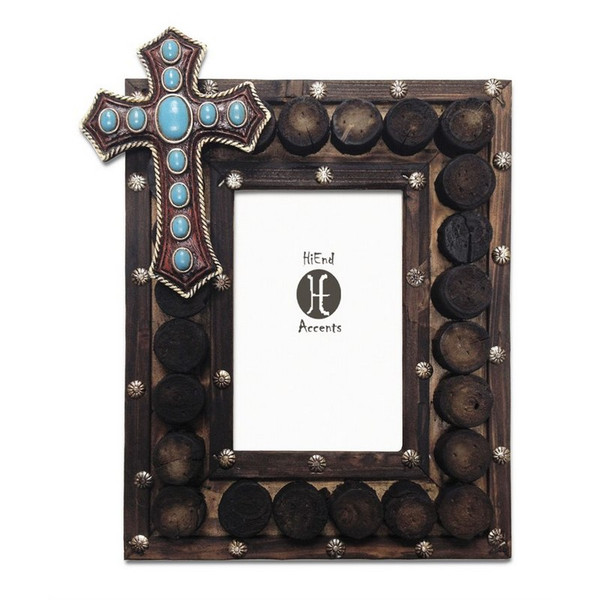WD1600 Wooden Circles Frame With Cross - Pack of 2 by HiEnd Accents