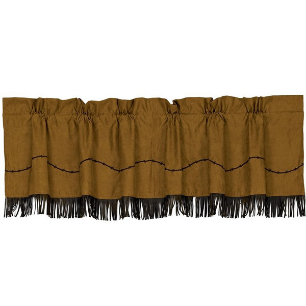 WS3182V3 Barbwire Valance With Fringe - Chocolate/Tan by HiEnd Accents