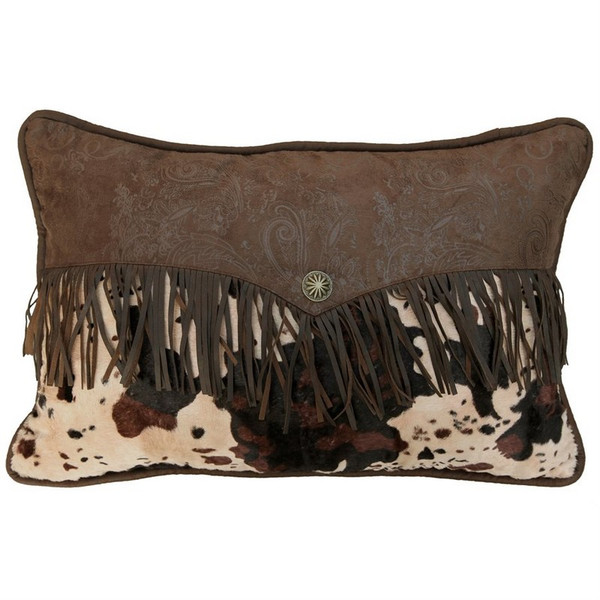 WS4002P3 Caldwell Fringed Envelope Pillow - Brown/Ivory by HiEnd Accents