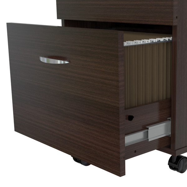 Homeroots 27.6" Espresso Melamine And Engineered Wood File Cabinet With Two Drawers 249815