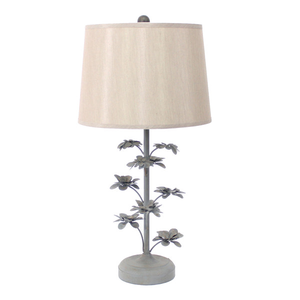 Homeroots 8" X 12" X 28" Gray, Rustic, Flowering Tree - Table Lamp 274461