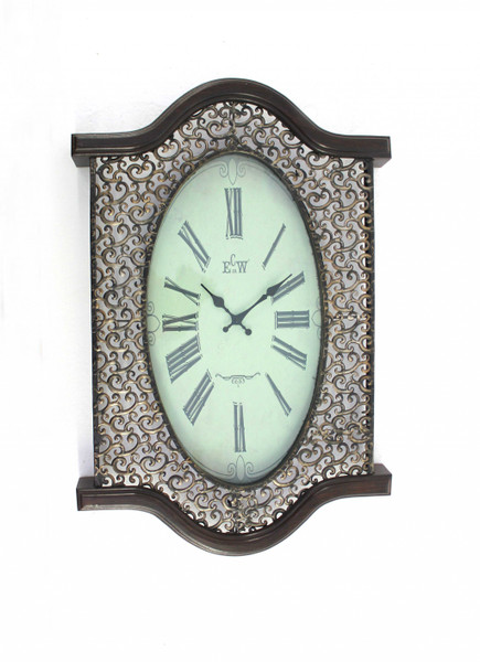 Homeroots 20" X 30.5" X 2.5" Brown, Bronze, Vintage -Wall Clock 274496