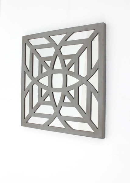 Homeroots 1.25" X 23.25" X 23.25" Gray, Mirrored, Square, Wooden - Wall Decor 274558