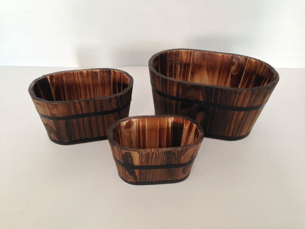 Homeroots 1" X 10" X 7" Brown, Wood Garden Planter - 3 Piece 274840