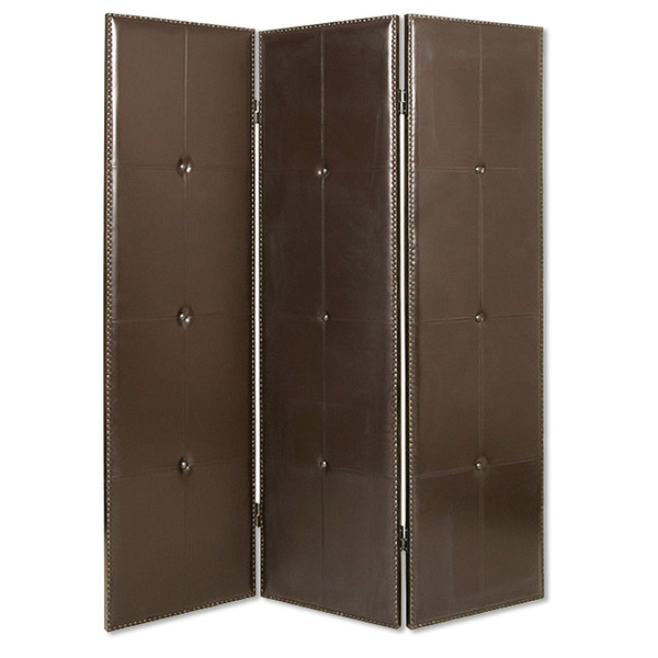 Homeroots 1" X 60" X 72" Brown, Faux-Leather - Screen 274879