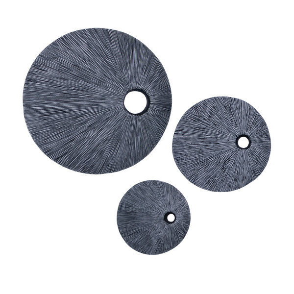 Homeroots 1" X 30" X 30" Gray, Sandstone, Ribbed, Round With Top Hole - Wall Decor 274916