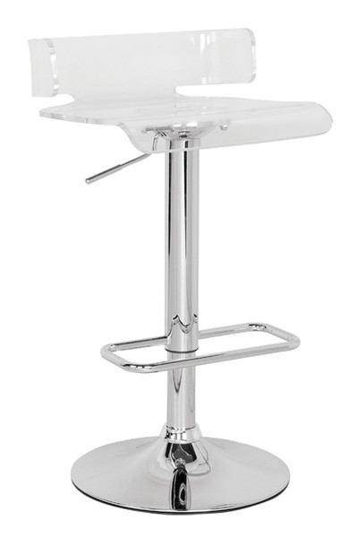 Homeroots 15" X 16" X 26" Clear And Chrome Swivel Adjustable Stool 285445