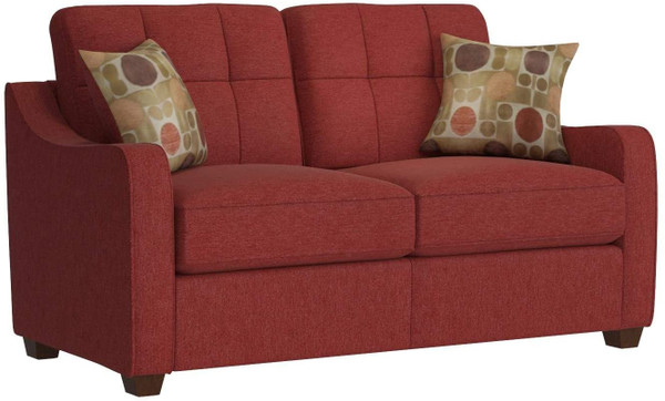Homeroots 59" X 31" X 35" Red Linen Loveseat With 2 Pillows 285665