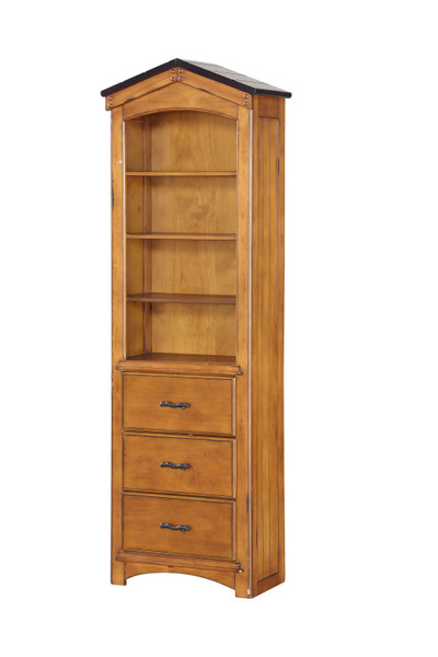Homeroots 24" X 14" X 78" Rustic Oak Bookcase Cabinet 285848