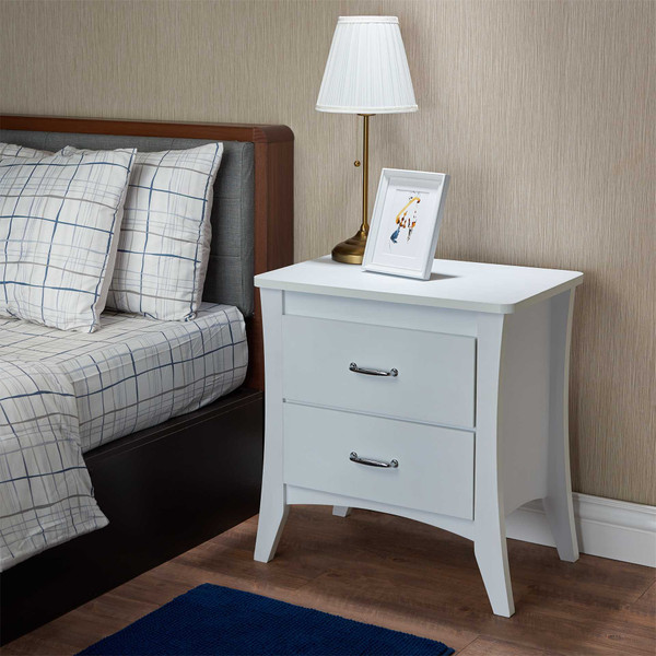 Homeroots 24" X 16" X 25" White Particle Board Nightstand 286121