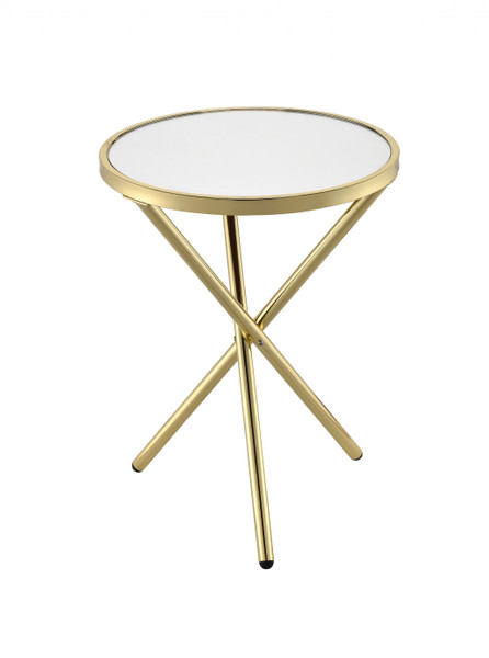 Lajita Round Side Table - Mirror & Gold - 81817