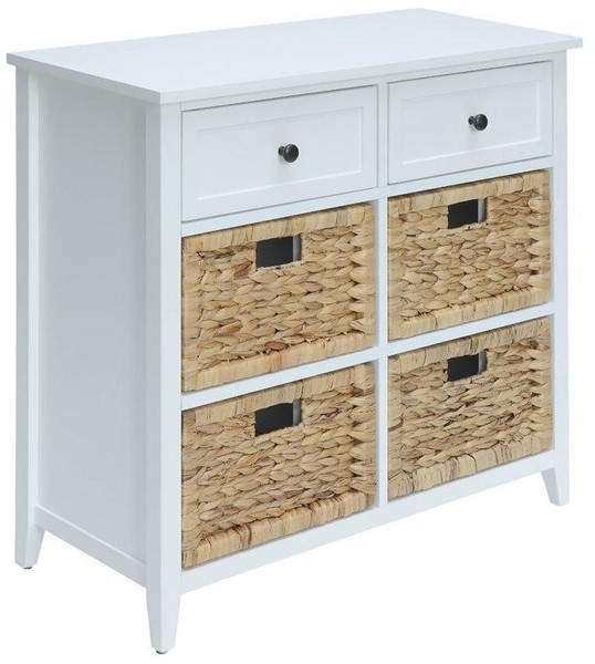 Homeroots 30" X 13" X 28" White Wood Veneer 6 Drawers Accent Chest 286667