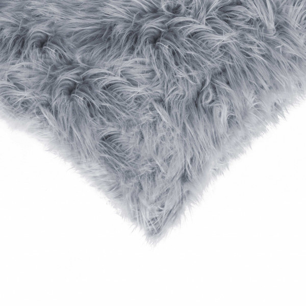 Homeroots 18" X 18" X 5" Gray Faux Fur - Pillow 293151