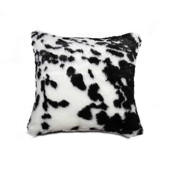 Homeroots 18" X 18" X 5" Sugarland Black And White Faux Fur - Pillow 293153