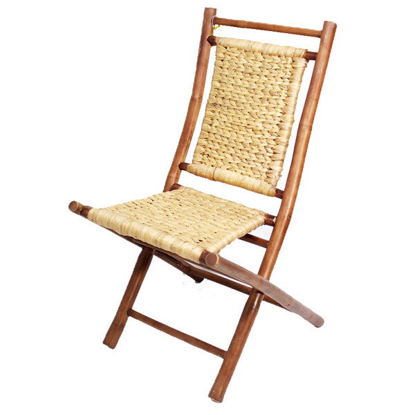 Homeroots 36" 2 Brown And Natural Bamboo Folding Chairs With An Arrow Hyacinth Weave 294745