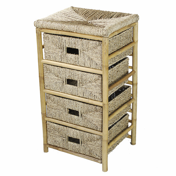 Homeroots Bamboo Frame Storage Cabinet With 4 Baskets 294787