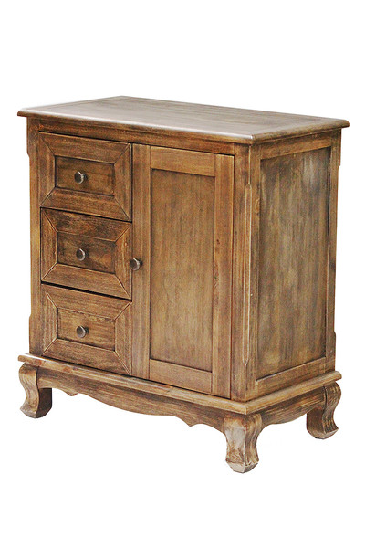 Homeroots 30" Rustic Wood Accent Cabinet With 3 Drawers And A Door 294788