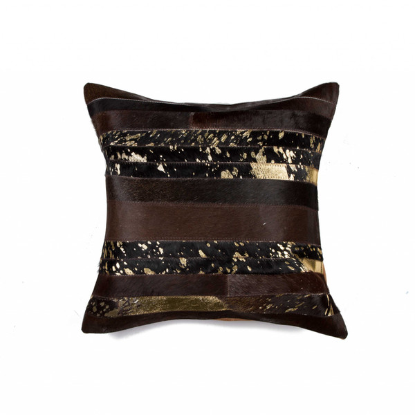 Homeroots 18" X 18" X 5" Chocolate And Gold - Pillow 316933