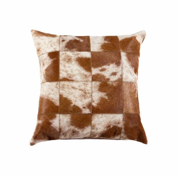 Homeroots 18" X 18" X 5" Salt And Pepper Brown And White Patchwork Cowhide - Pillow 317002