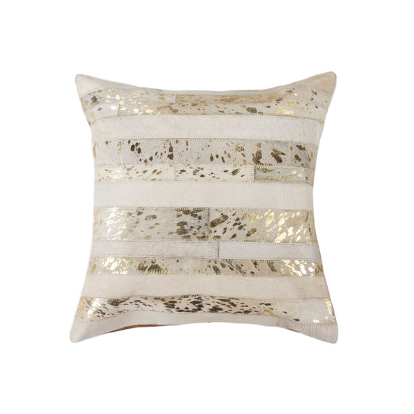 Homeroots 18" X 18" X 5" Natural And Gold - Pillow 317007