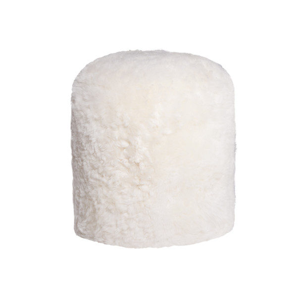 Homeroots 18" X 18" X 16.5" White Short-Hair Sheepskin - Stump Pouf 317013