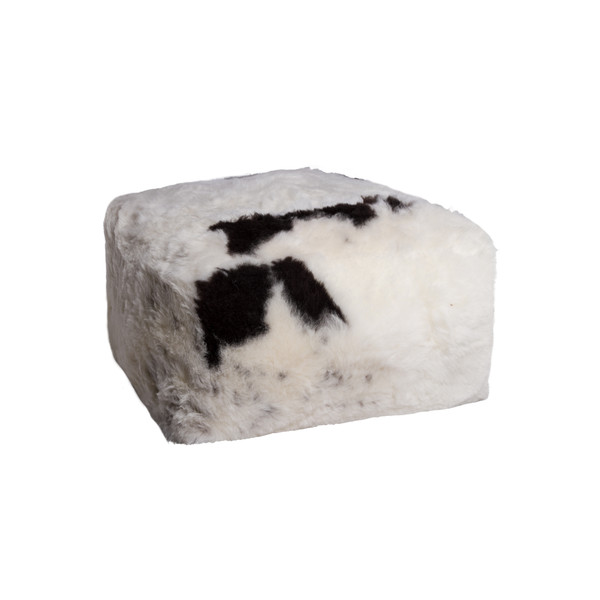 Homeroots 24" X 24" X 12" Spotted Short-Hair Sheepskin Cube Pouf 317026
