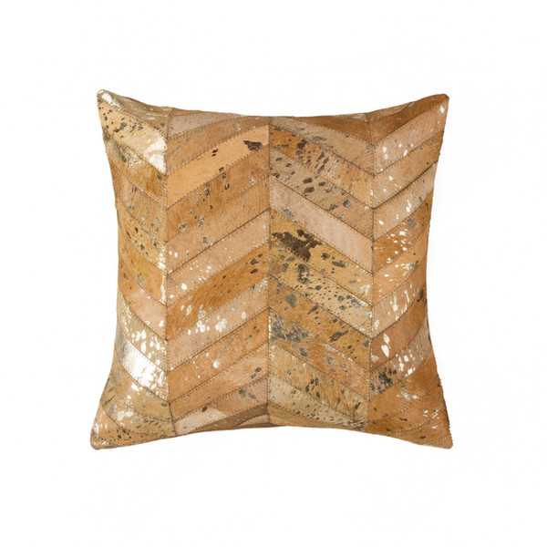 Homeroots 18" X 18" X 5" Gold And Tan - Pillow 317036