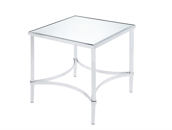 Homeroots 22" X 22" X 24" Chrome And Mirrored End Table 318957