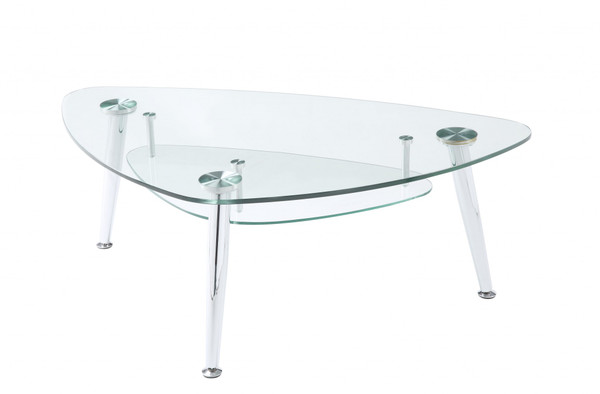 Homeroots 50" X 30" X 18" Chrome And Clear Glass Coffee Table 318981