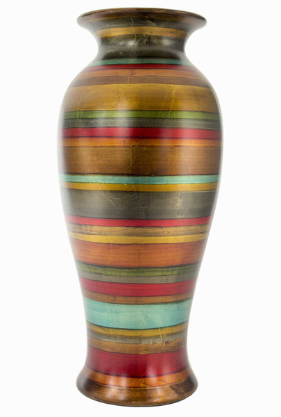 Homeroots 21" Ceramic Vase - Gold, Bronze, Copper, Pewter, Red, Green And Blue In Gold, Bronze, Copper, Pewter, Red, Green And Blue 319690
